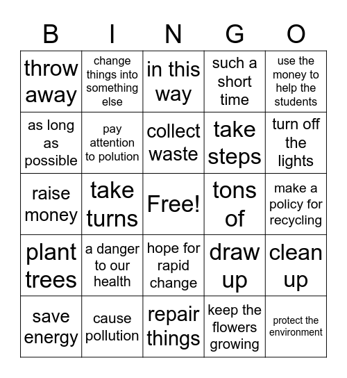 9AM12-词组 Bingo Card