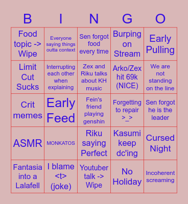 TEA STATIC Bingo Card