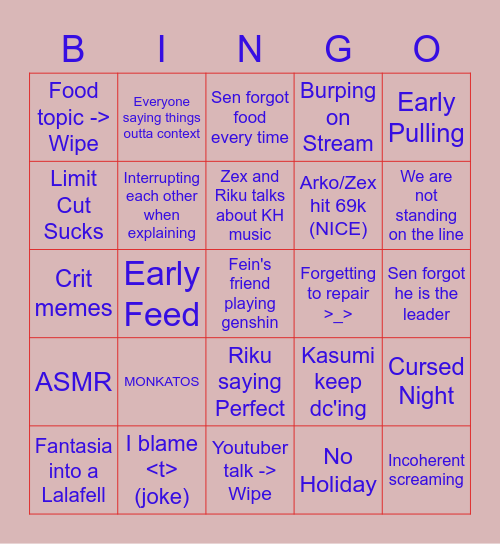 TEA STATIC Bingo Card