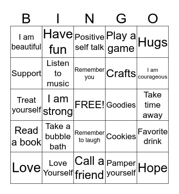 Loving Yourself for the Holidays Bingo Card