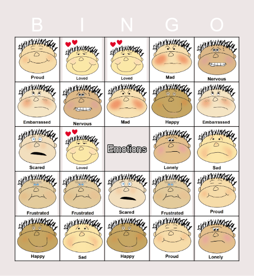 Emotions Bingo Card