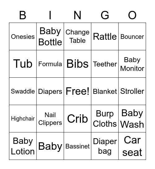 Sydney & Juan's Baby Shower Bingo Card