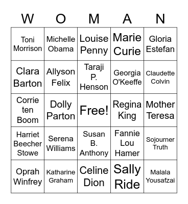 I Am Woman! Bingo Card