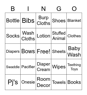 Baby Bingo Card