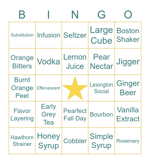 PARENT'S NIGHT BOOZY BINGO Card