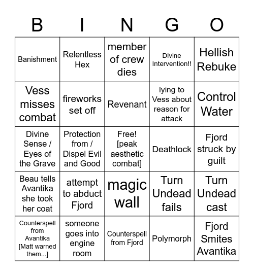 Pirates of the Concord: Curse of the Cloven Crystal [Critical Role 2.113] Bingo Card