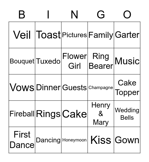 Bridal Shower Bingo Card