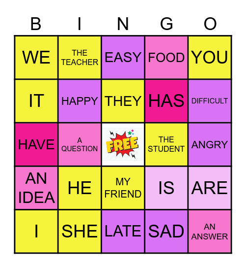 SIMPLE SENTENCES with BE and HAVE Bingo Card