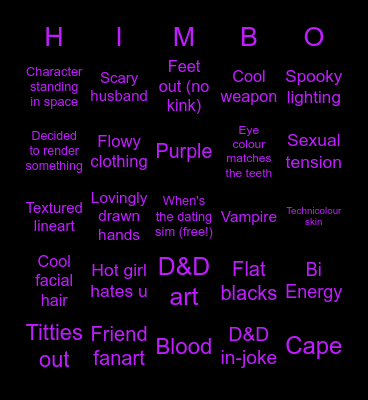 Jennah Art Bingo Card