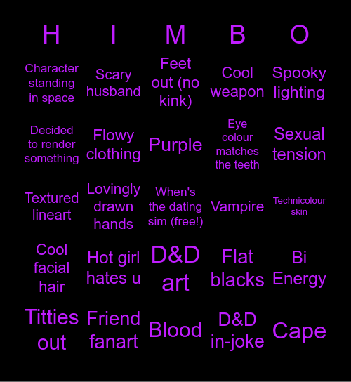 Jennah Art Bingo Card