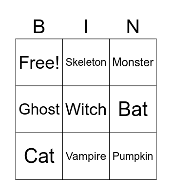 Halloween Bingo Card