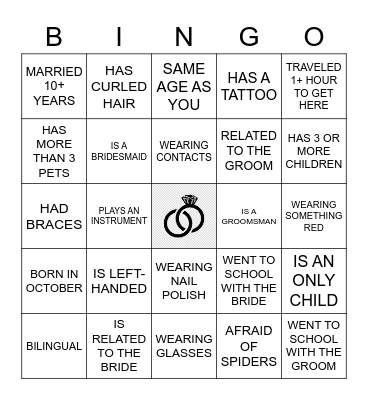 B R I D A L Bingo Card