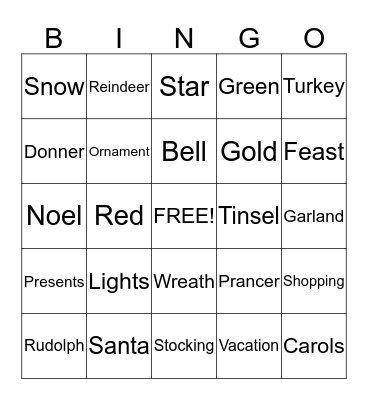 Christmas Bingo Card