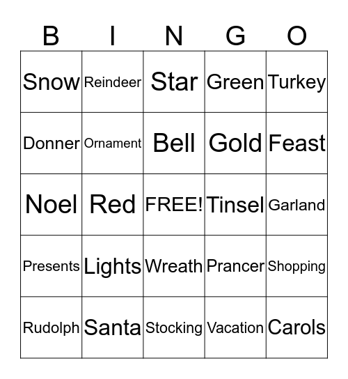 Christmas Bingo Card