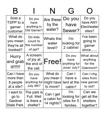 Garner Bingo Card