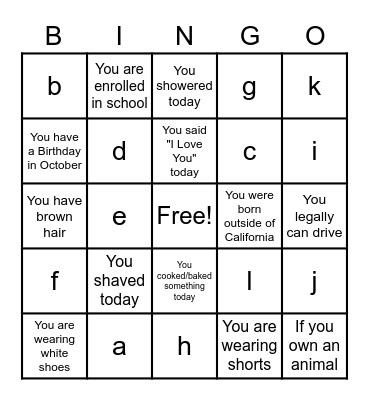 Bingo Card