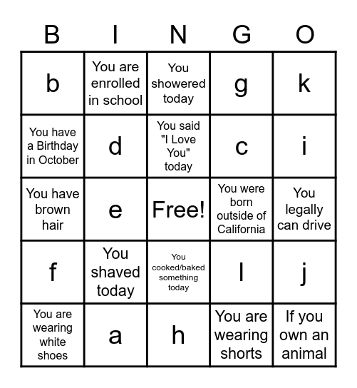 Bingo Card