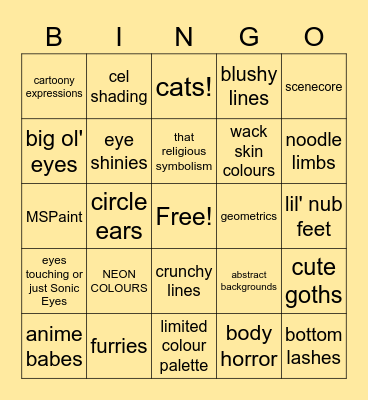 Shayla's Art Bingo Card