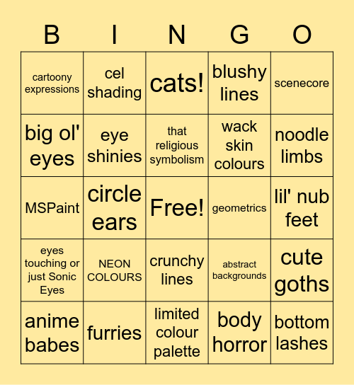 Shayla's Art Bingo Card