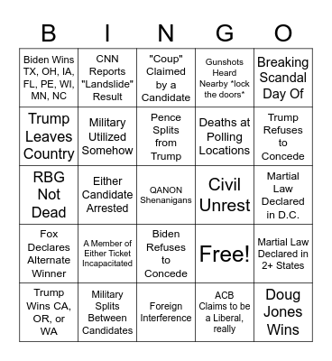 Hard Bingo Card