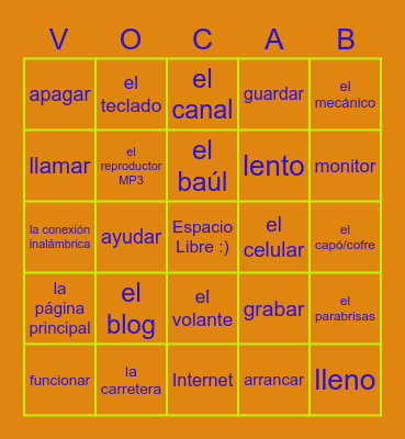La Tecnologia. Ms. Garza E2.L2 Bingo Card