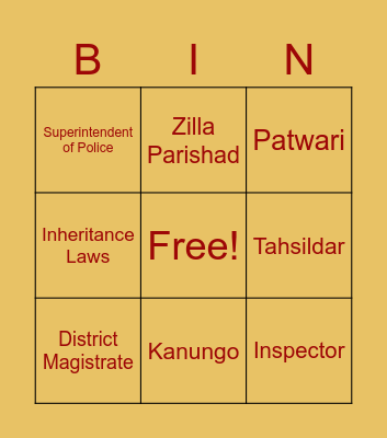 Civics Bingo Card