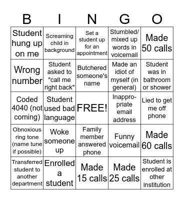 CALL BLITZ BINGO!!! Bingo Card