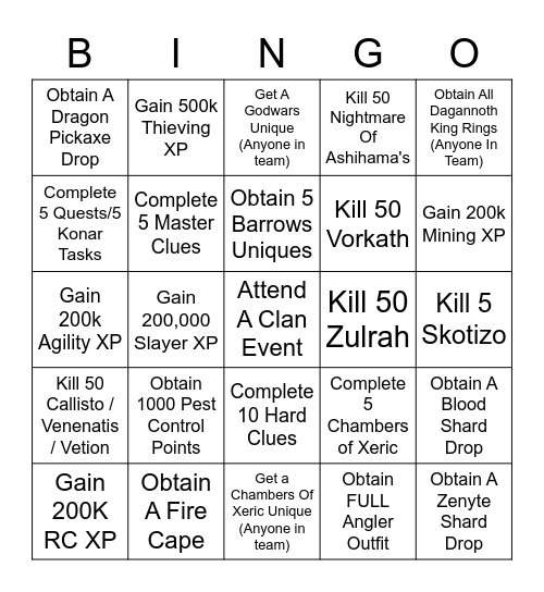 Mature Cave Bingo Card