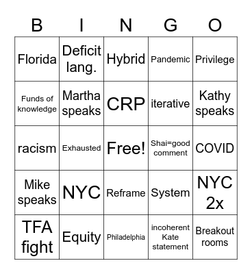 Waff Class Bingo Card Bingo Card