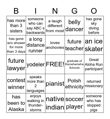 AUTOGRAPH BINGO Card