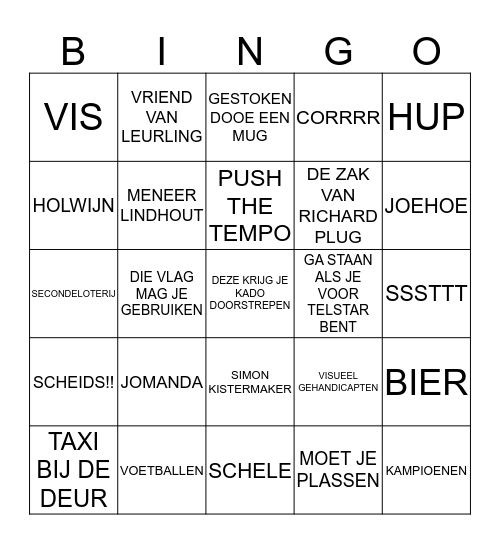 TELSTARRRRRRRRRRRRRR Bingo Card