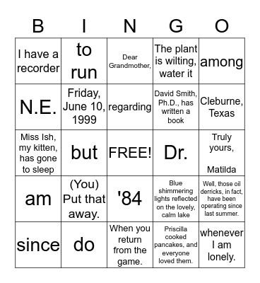 Untitled Bingo Card
