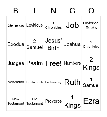 Bible Buddies Bingo Card