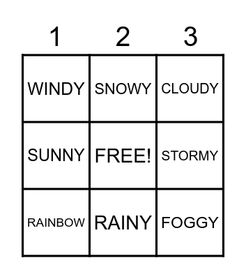 What's the weather? Bingo Card