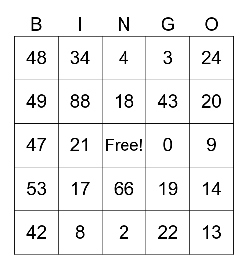 NASCAR BINGO Card