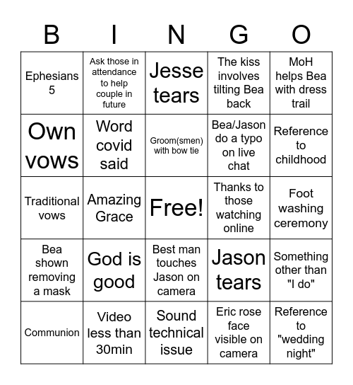 #rosesarewed Bingo Card