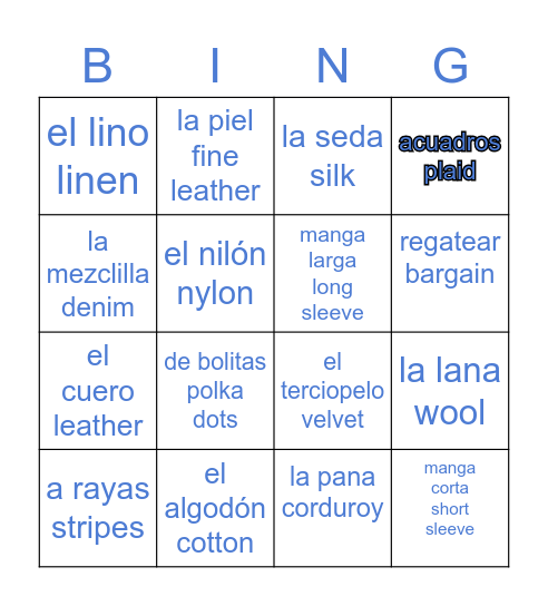 LAS TELAS Bingo Card