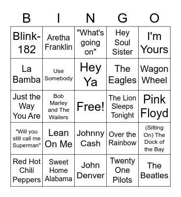 Musical Bingo Card