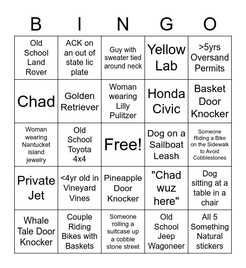 ACK BINGO Card