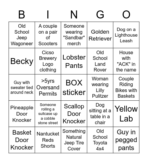 ACK BINGO Card