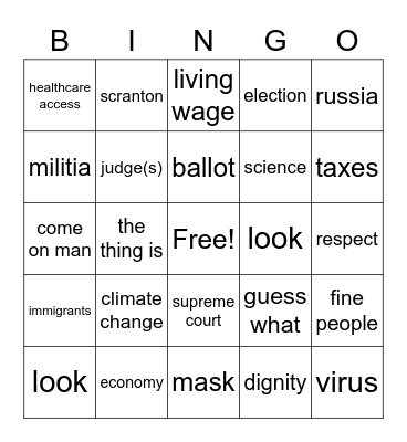 Bullshit Bingo Biden Bingo Card