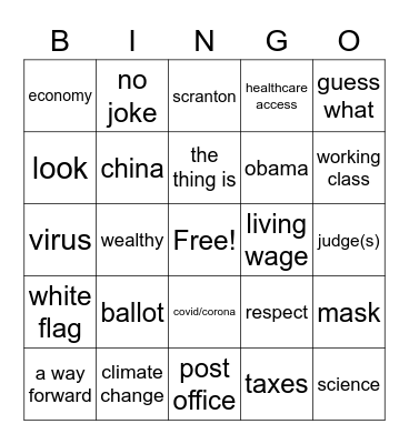 Bullshit Bingo Biden Bingo Card