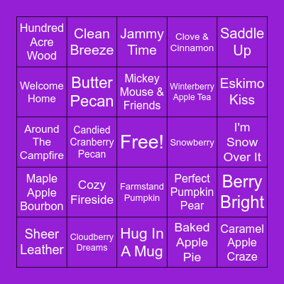 S C E N T S Y    B I N G O Bingo Card