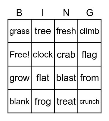 Blends Bingo Card
