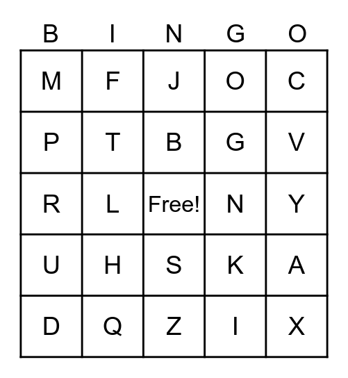 Alphabet Bingo Card