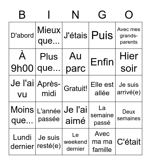 Revue des expressions d'unité #2 Bingo Card