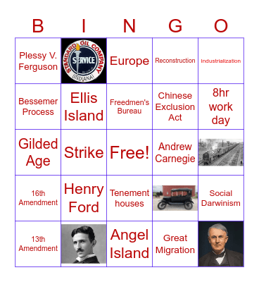 Industrial Revolution Bingo Card
