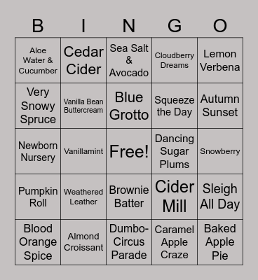Scentsy Bingo Card