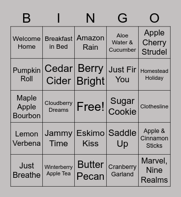 Scentsy Bingo Card
