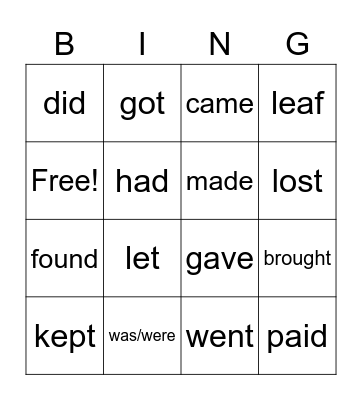 4th grade bingo Card